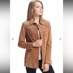 Women's BGSD Brown Suede Leather Anna Car Coat NWT